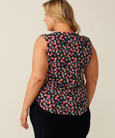 sleeveless stretch jersey top with soft cowl-neck. Made in Australia for petite to plus size women.