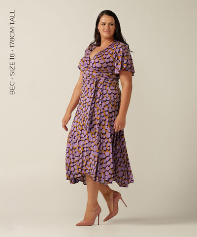 summer wrap dress with flutter sleeves and pockets