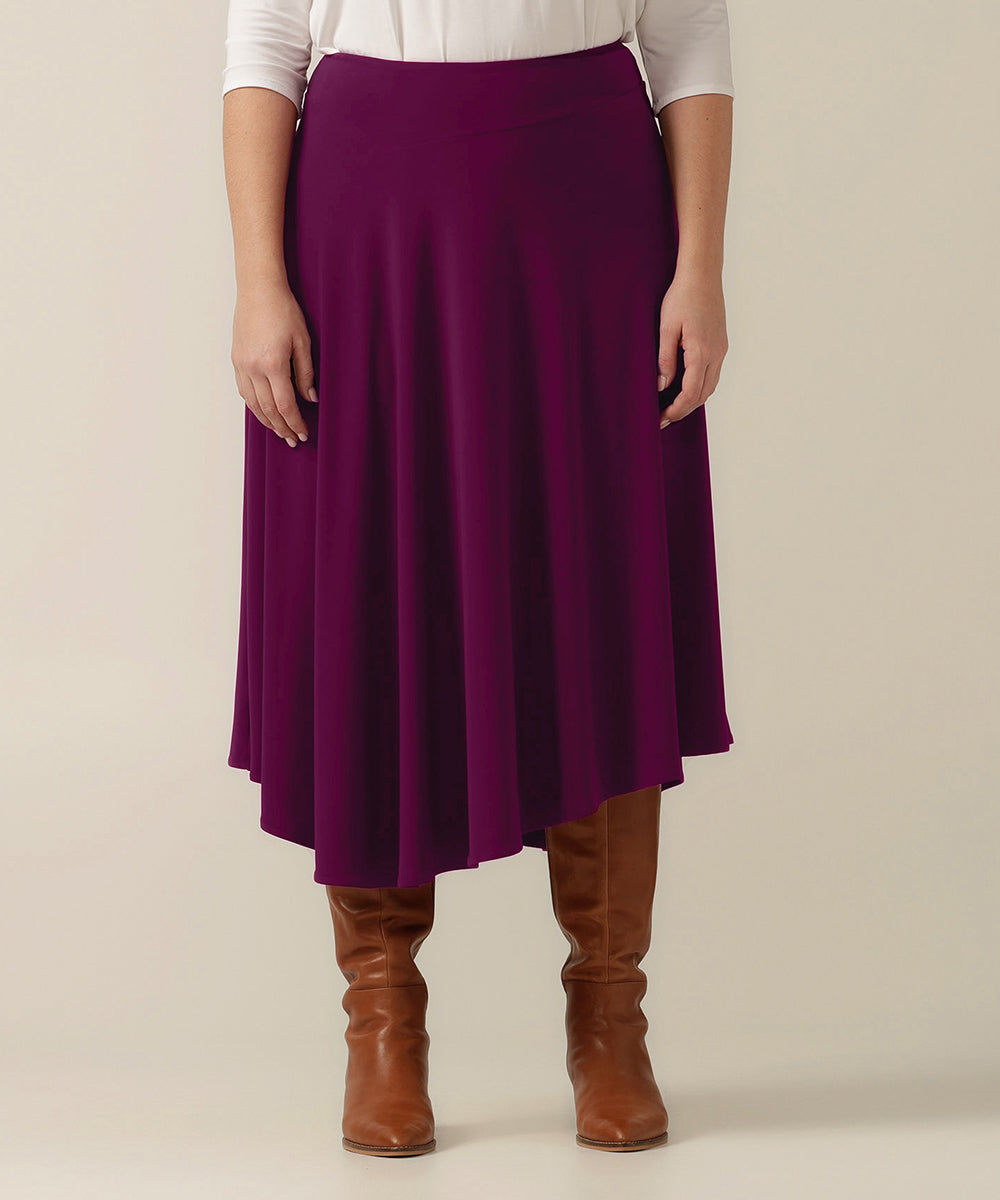 comfortable asymmetrical maxi skirt perfect for work or weekend and travel