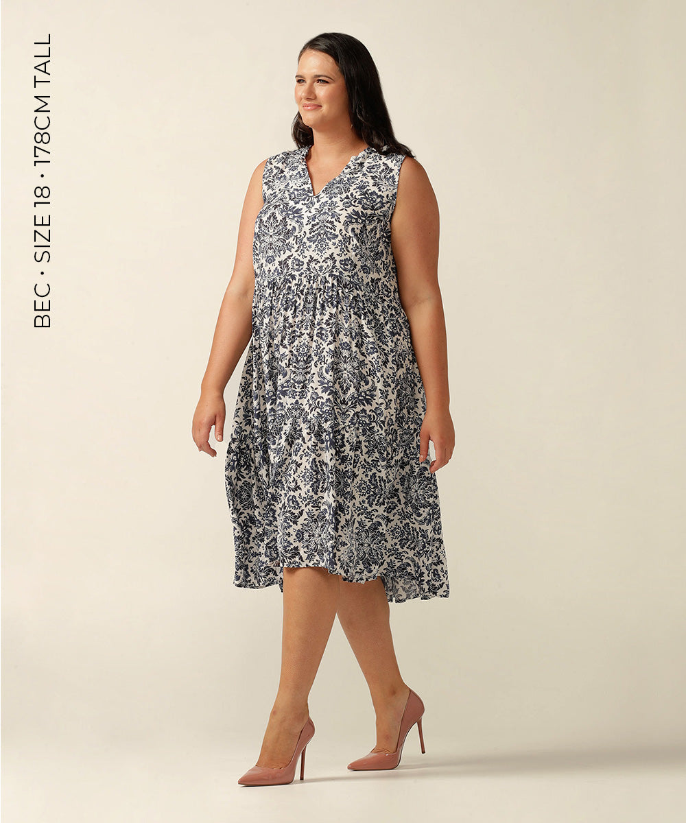 empire line sleeveless sun dress in breathable and natural, eco friendly fabric 