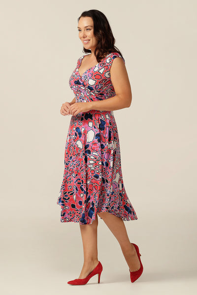 reversible  fixed wrap dress with sweetheart and boatneck options