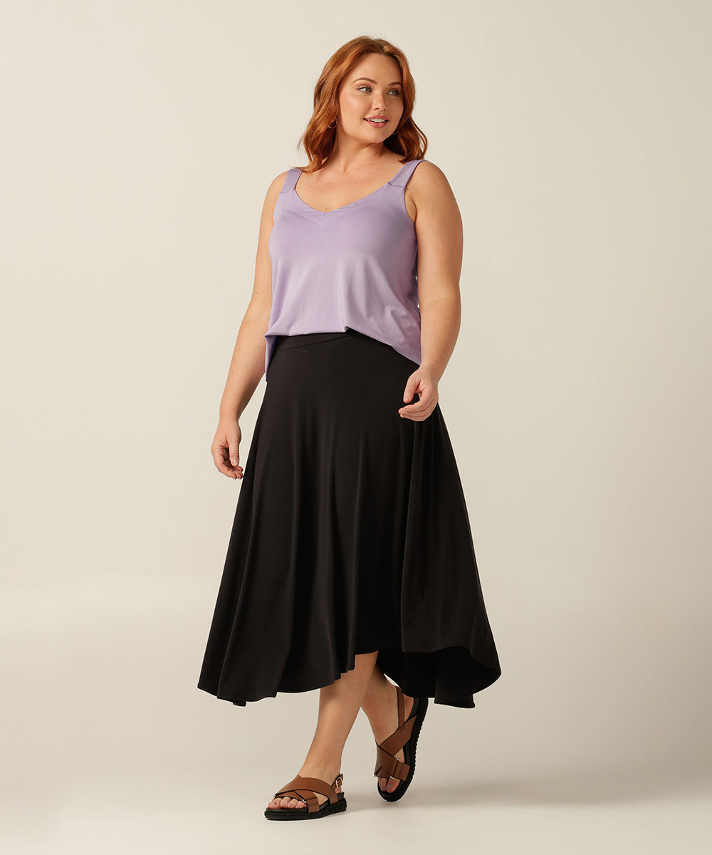  a comfortable jersey maxi skirt with asymmetric hem, the Germaine Skirt is perfect for work or weekend and your travel wardrobe. Made in Australia in petite to plus sizes.