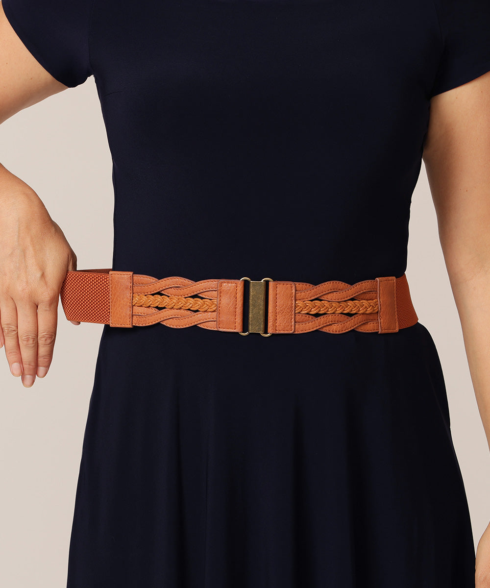 tan elasticated belt