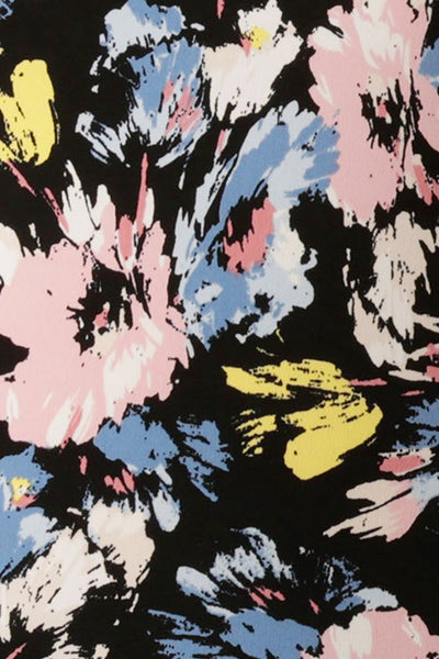 swatch of floral print jersey used by Leina and Fleur to for their made-in-Australia women's clothing range of jersey wrap dresses, jersey tops and wide-leg pants for women over 40.