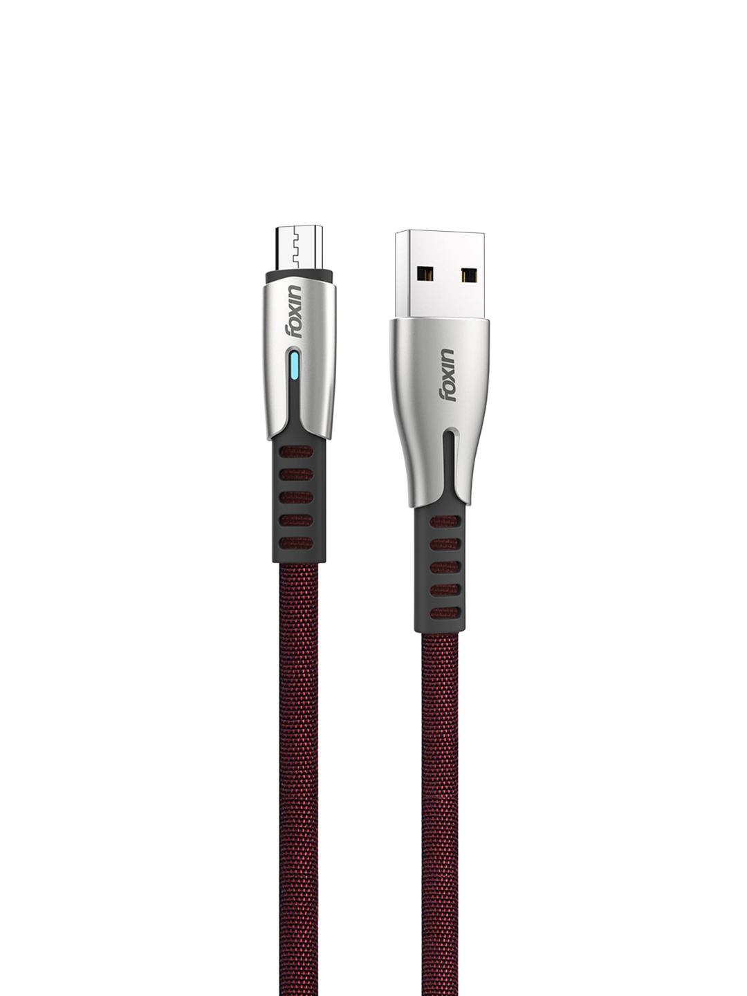 Foxin MU405 LED Zinc Alloy Fabric Braided Micro USB Cable 