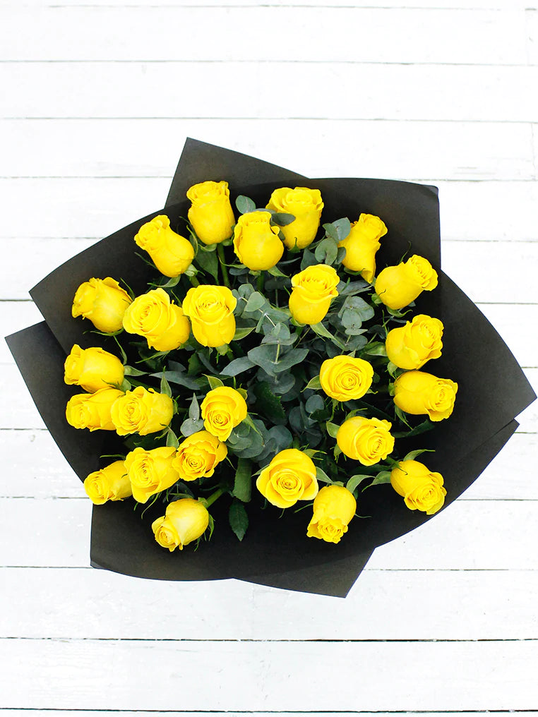 Bouquet 25 Roses Jaune Luxe