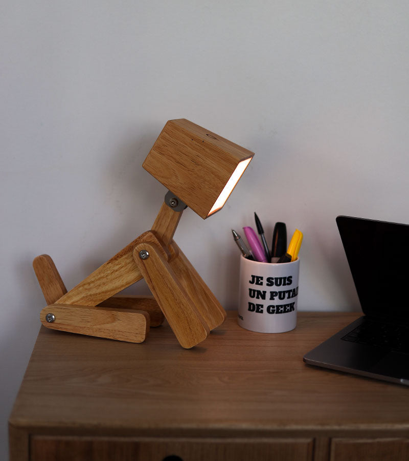 Lampe Design chien en bois