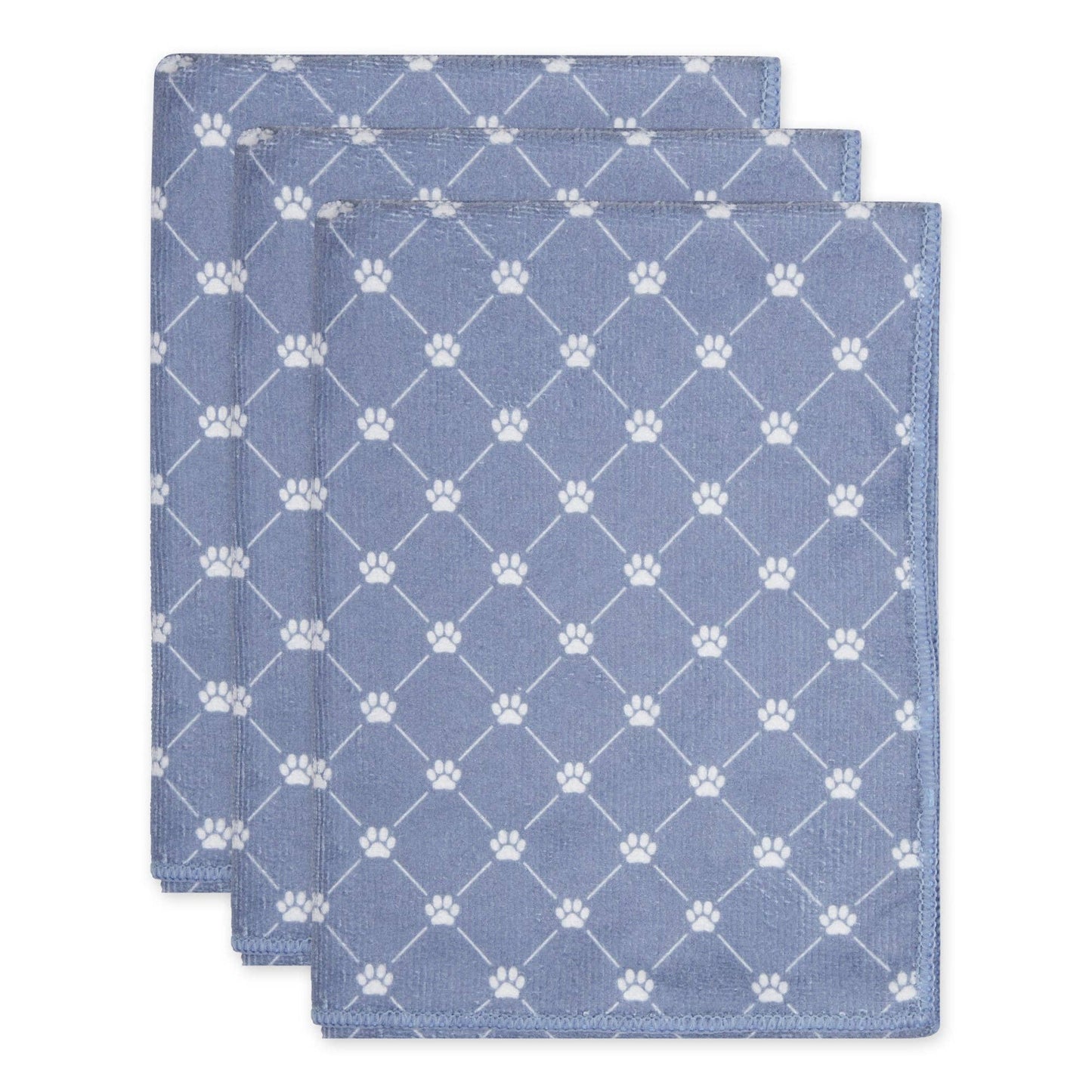 Bone Dry - Printed Trellis Paw Small Pet Towel Set of 3