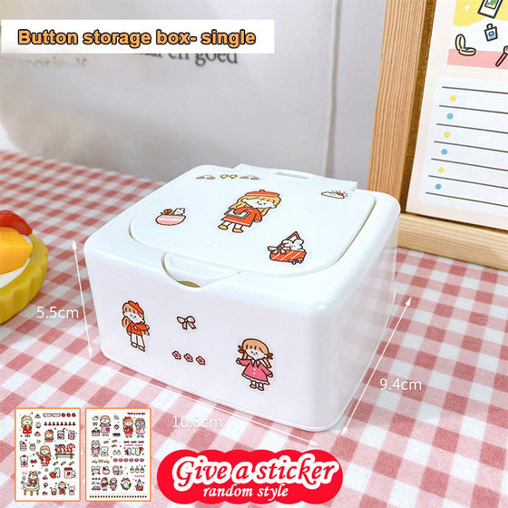 Button Desktop Cute Storage Box with Lid Sundries Mini Jewelry Storage Box