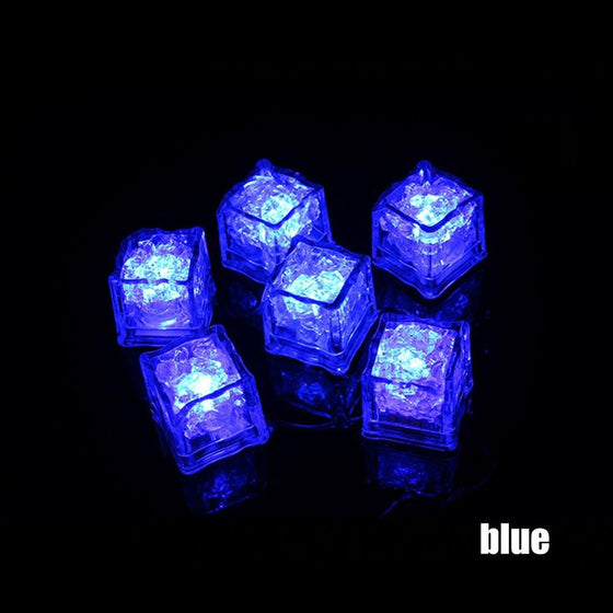 12pcs LED Ice Cubes Lights Multicolor LED Liquid Sensor Ice Cubes Lamp LED Glow Light Up for Bar Club Wedding Party Champagne