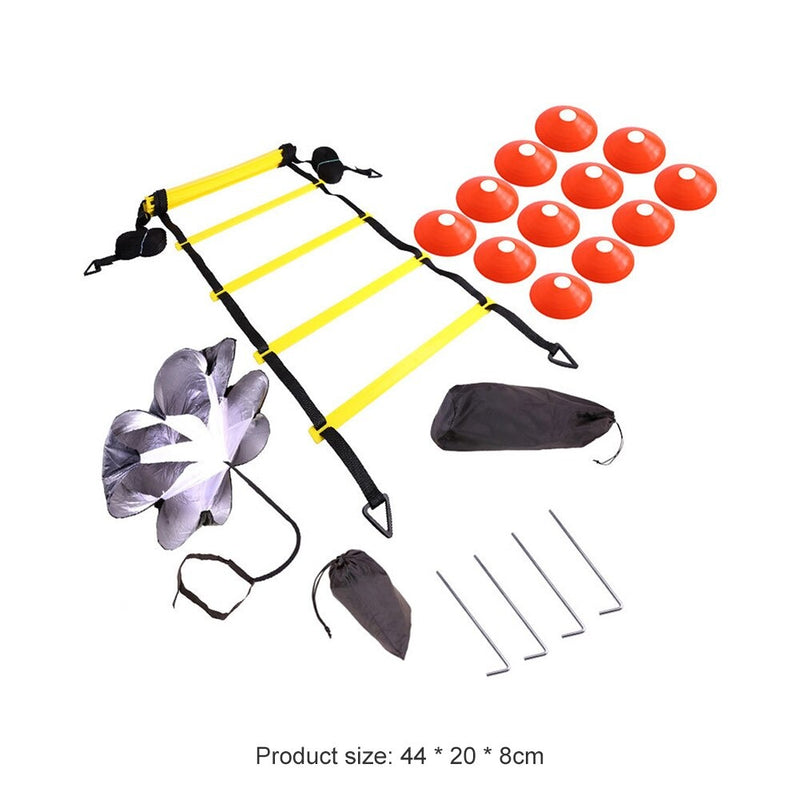 Nylon Straps Ladders Agility Speed Ladder Training Equipment Kit with Resistance Parachute Disc Cones Bags for Fitness Soccer
