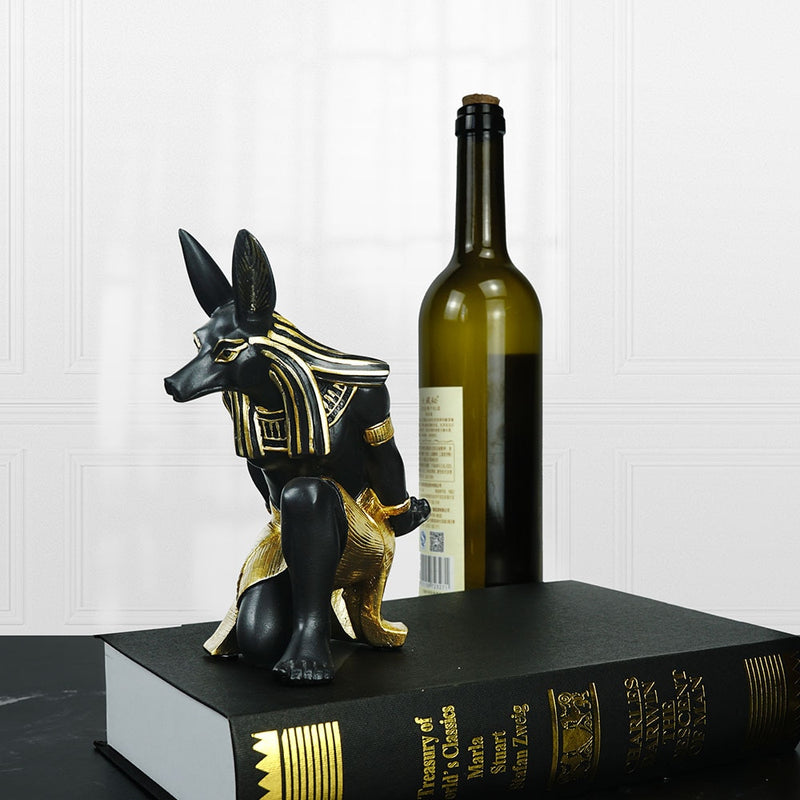 Resin Anubis God Wine Rack Figurines Modern Egypt Dog Miniatures Statues