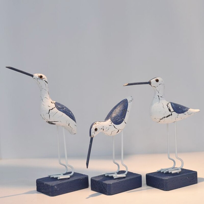 Wooden Navy Seabirds Mediterranean Style Sculpture