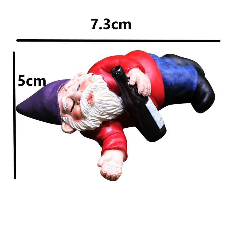 Fairy Garden Drunk Gnomes Miniature Ornaments Set