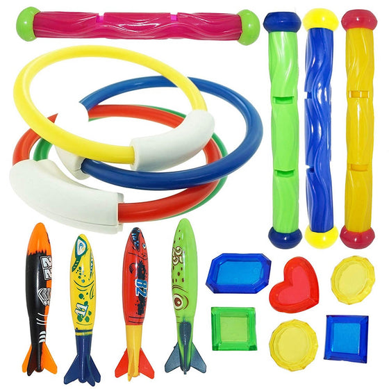 Diving Game Toys Set Swimming Pool Throwing Toy Dive Swim Rings Circle