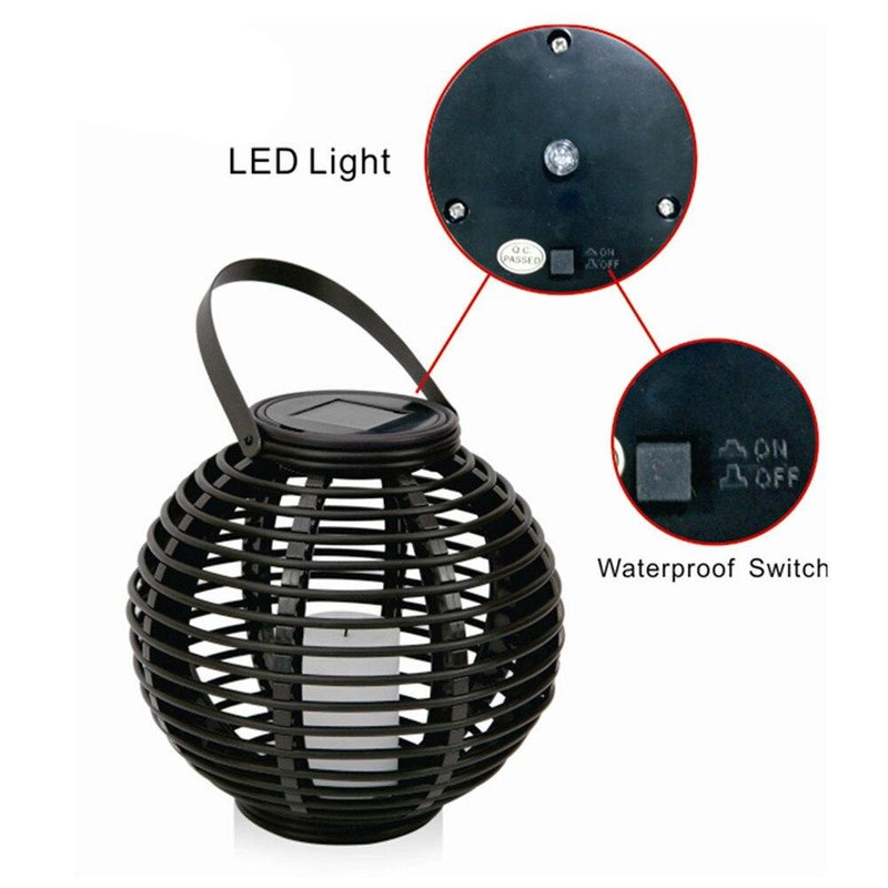 Waterproof Led Solar Powered Candle Lantern With Flickering Amber