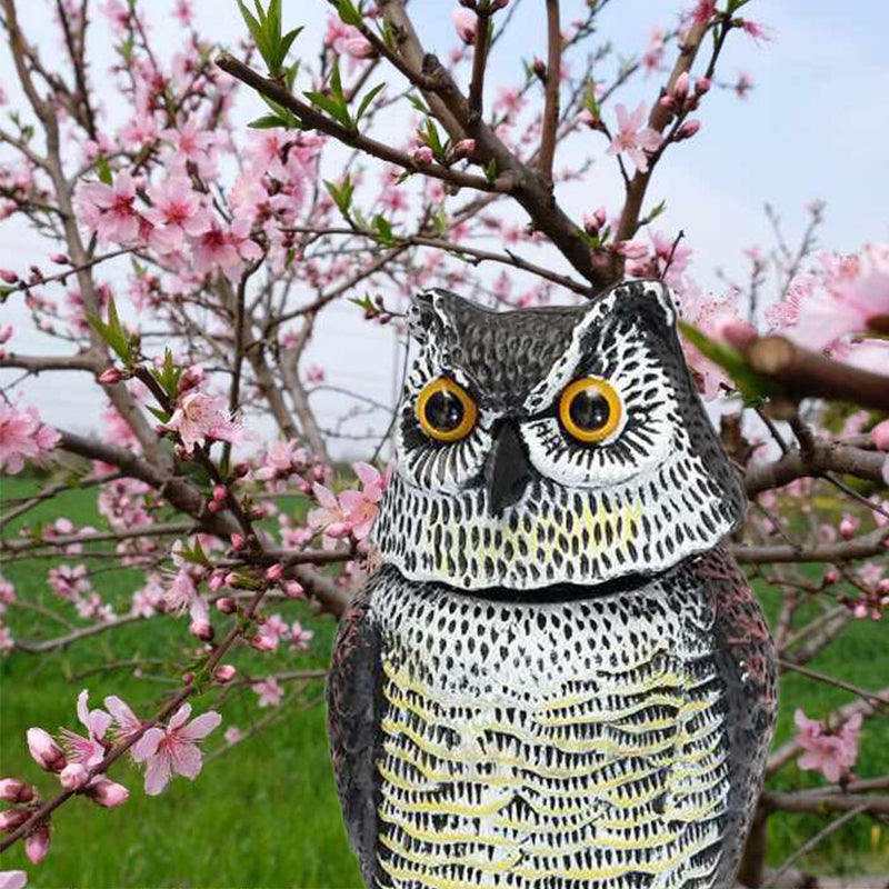 360 Degrees Bird Scarer Rotating Head Sound Owl Bird Scarecrow