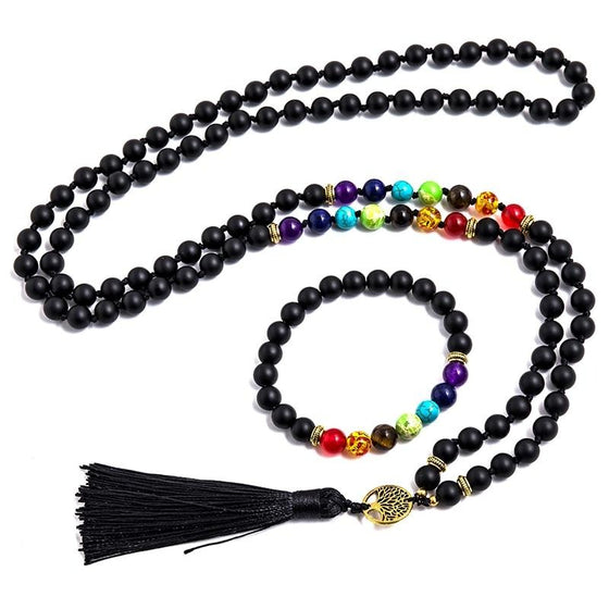 Chakra Beaded Knotted 108 Mala Necklace Meditation Yoga