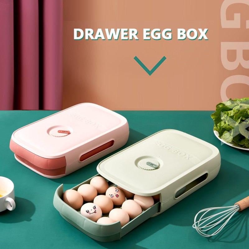 Kitchen Home Refrigerator Storage Plastic Drawer Type Egg Holder Box Container Dispenser Case