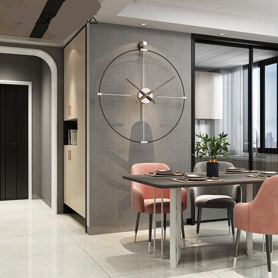 MEISD Self Adhesive Clock Wall Large Wrought Iron Metal Room Watch Silent Kitchen Decor Horloge Detachable Design