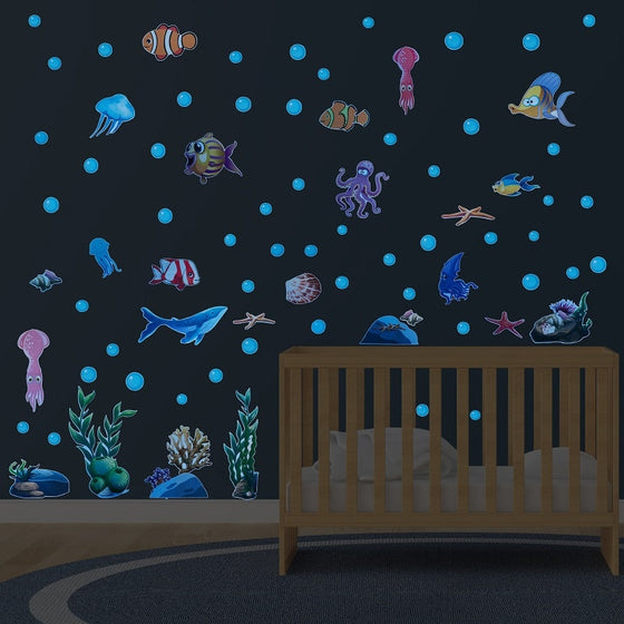 Blue Moon Stars Luminous Wall Stickers for Kids Rooms