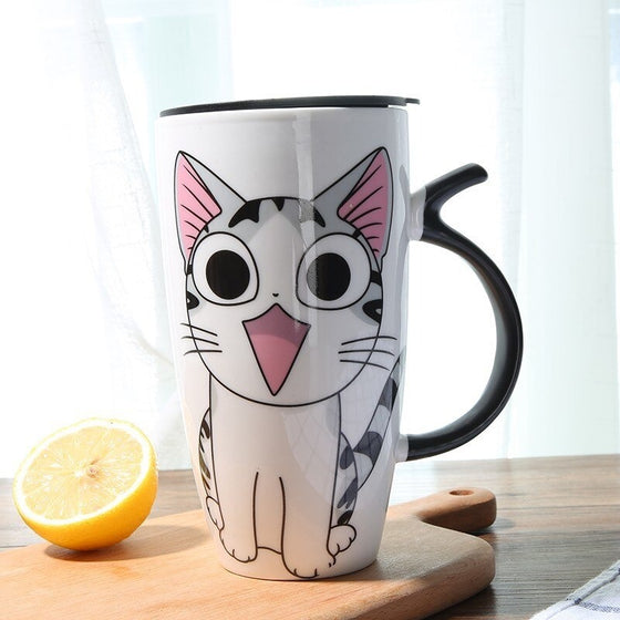 Cartoon creative cat mug With Lid