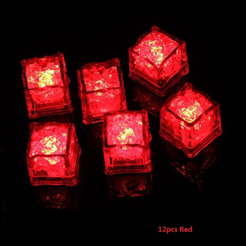 12pcs LED Ice Cubes Lights Multicolor LED Liquid Sensor Ice Cubes Lamp LED Glow Light Up for Bar Club Wedding Party Champagne