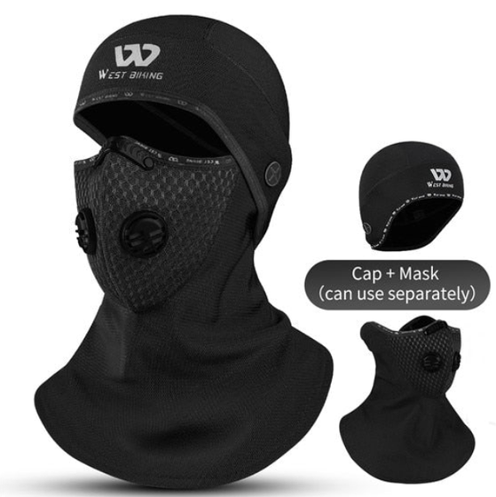 Winter Sport Cycling Headwear With Activated Carbon Filter Face Cover