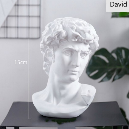 World Famous Statue Retro Art Resin Head Skull Sculpture Sketch Model David