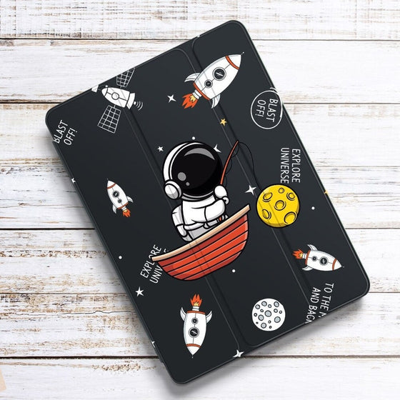 3D Astronauts caver - Silicone iPad Case - for Air 4 iPad Pro 2021 Case Cute Air 1 With Pencil Holder 8th 7th 11 Pro 2018 Mini 5 / 6 Cover