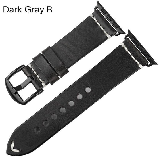 45mm 41mm 42mm 38mm Vintage Oil Wax Leather Watch Strap - Apple Watch Band Series 7/SE/6/5/4/3/2/1 - iWatch Watch Bracele