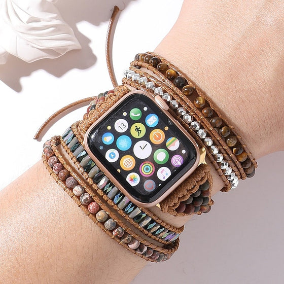 Retro Mixed Natural Stones - Jewelry Multi Wrap Bracelet - Bohemian Watch Band Women Men - Boho Bracelet Strap for Apple Watch