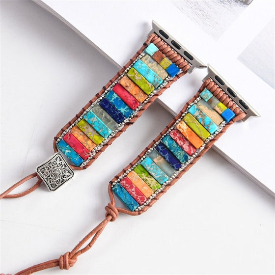 38mm/44mm Natural Stone for Apple Watch Strap - Bohemia Style Beaded Band - Smartwatch Bracelet - For iWatch series 7