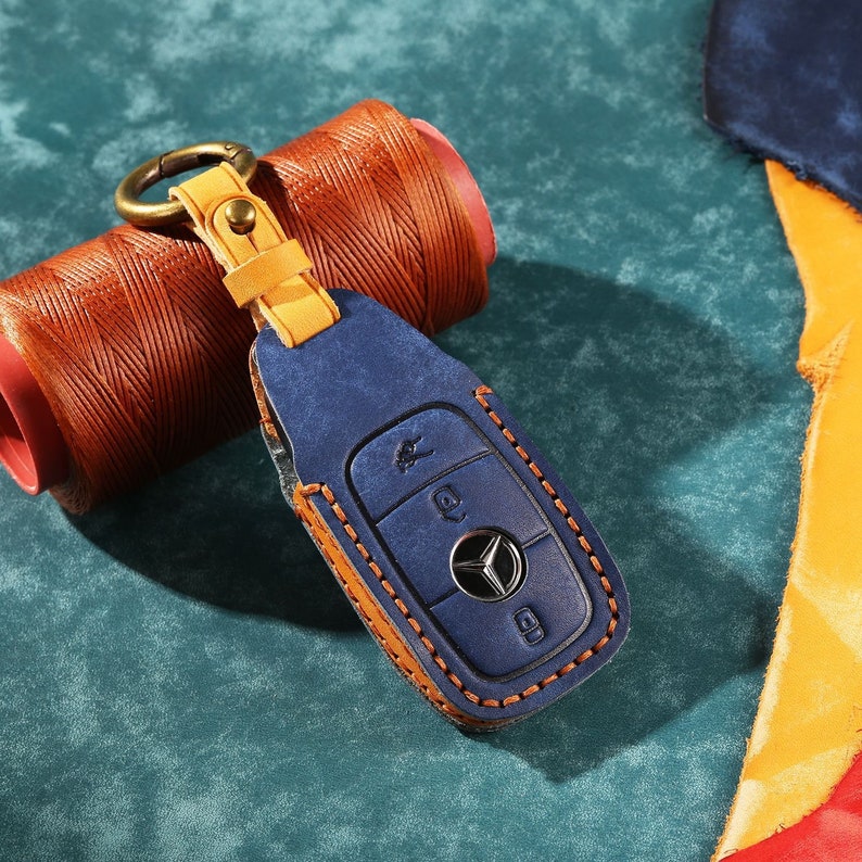 Retro Genuine Leather Car Key Case - Scrub Handmade Key Cover For Car - Key Case Cover Creative Retro Key Case - Key Bag For Mercedes-Benz