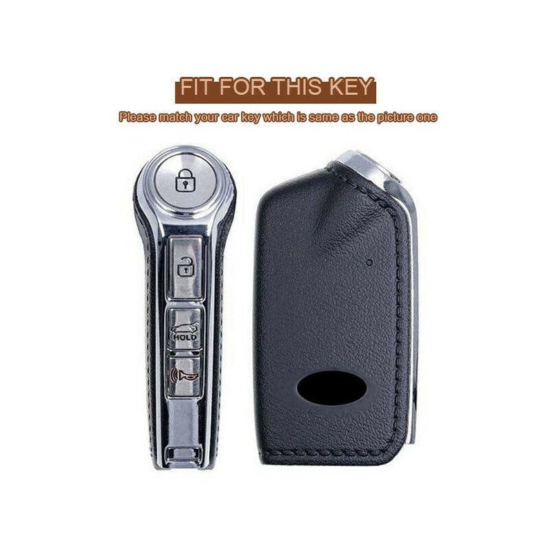 Genuine Premium Leather Car Remote Holder For Kia Stinger K900 2019 - Key Protection Case With Keyring - Vintage Style Key Case