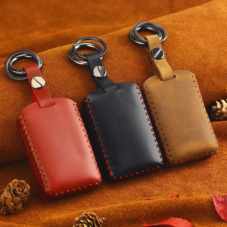 High Quality Genuine Leather Car Key Case Cover Bag For VOLVO S90 V90 XC90 XC60 XC40 - Key Remote Case With Leather Keychain - Car Key Case