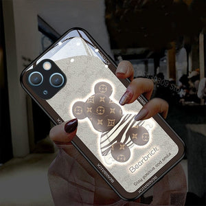 Tempered Glass Bear LED Case For Samsung S7/S8/S9/S9 Plus S10S21S21 - Smart LED Samsung Case For Note 8/9/10/20 Ultra- Voice Control Case