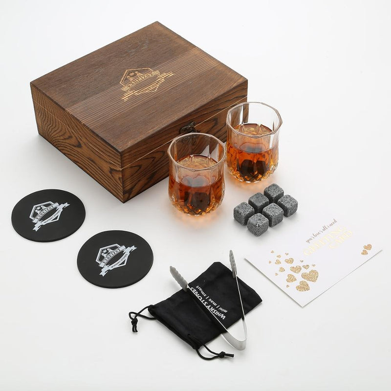 Whiskey Glasses in wooden Box Gift Set