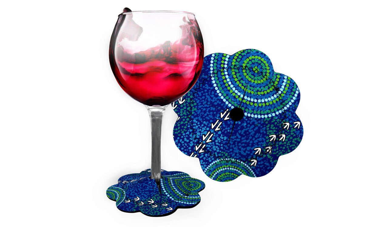Luther Cora Wine Glass Coaster  Aboriginal Design Dry 