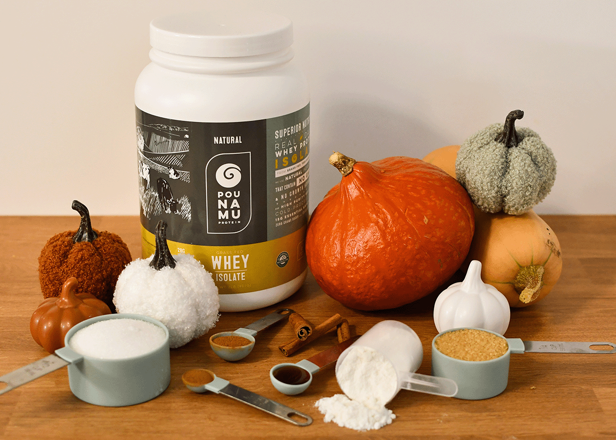 All ingredients for making the pumpkin spice protein latte