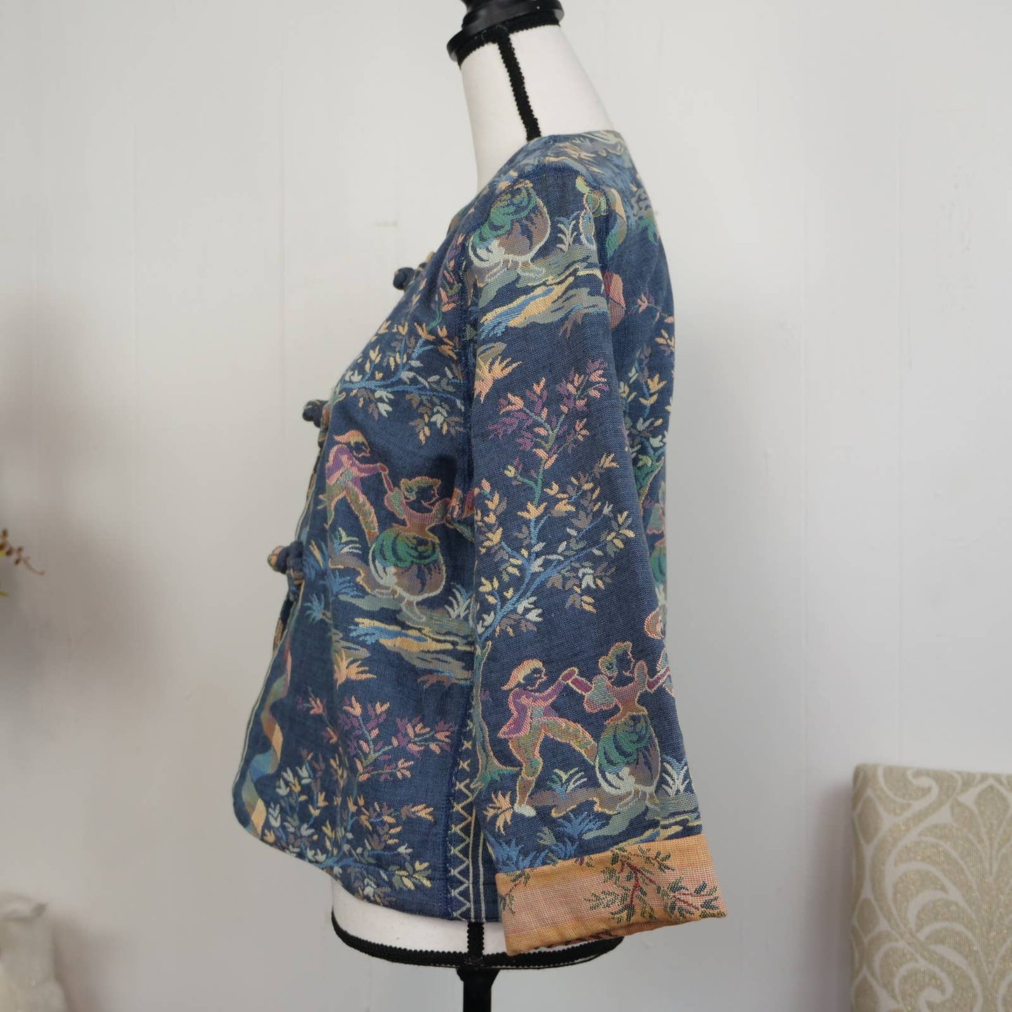 Doncaster Vintage Jacket Size 6 Chinoiserie Special Folk Toile Woven Art-to-Wear