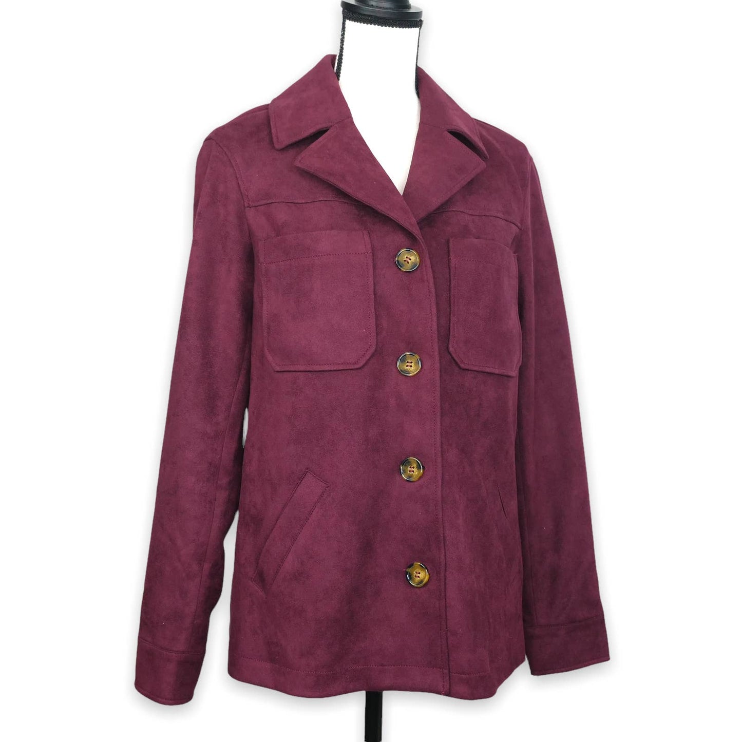 Anthropologie Avec Les Filles Suede Jacket Size S NWT $168 Burgundy Red Shacket
