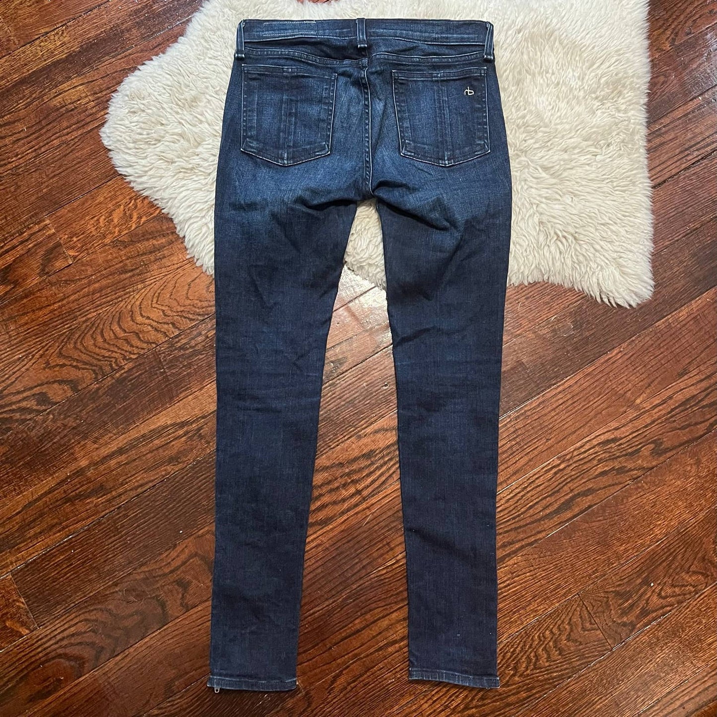Rag & Bone Zip Ankle Skinny Jeans Sz 28 Dark Wash Zipper Pockets Moto Kensington
