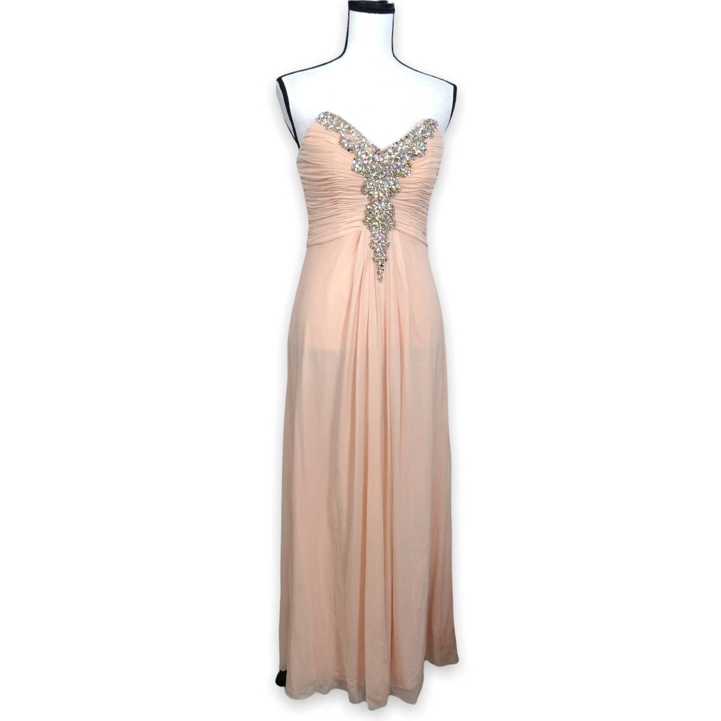 Decode 1.8 Strapless Prom Dress Size 6 Blush Pink Chiffon Rhinestone Embellished