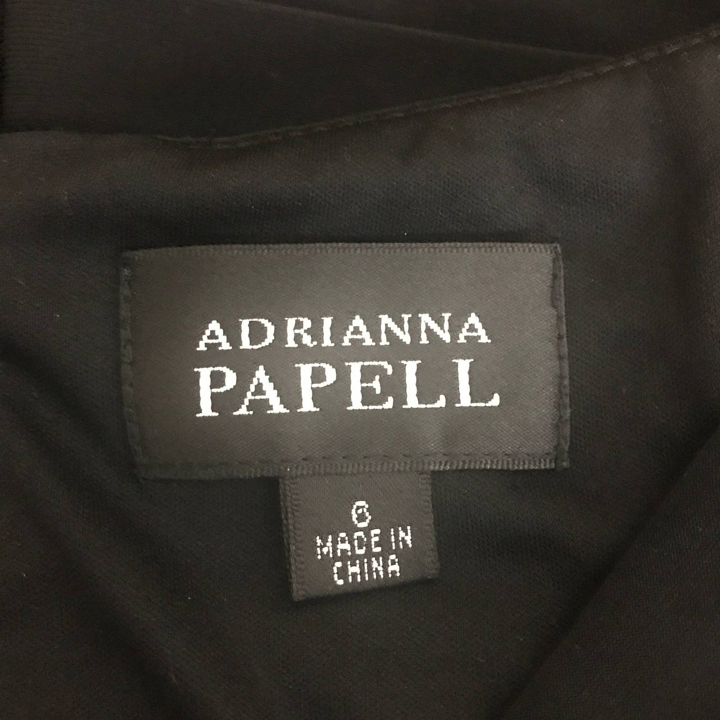 Adrianna Papell Black Pleated Cocktail Dress Size 6 V-Neck Short Sleeved Stretch