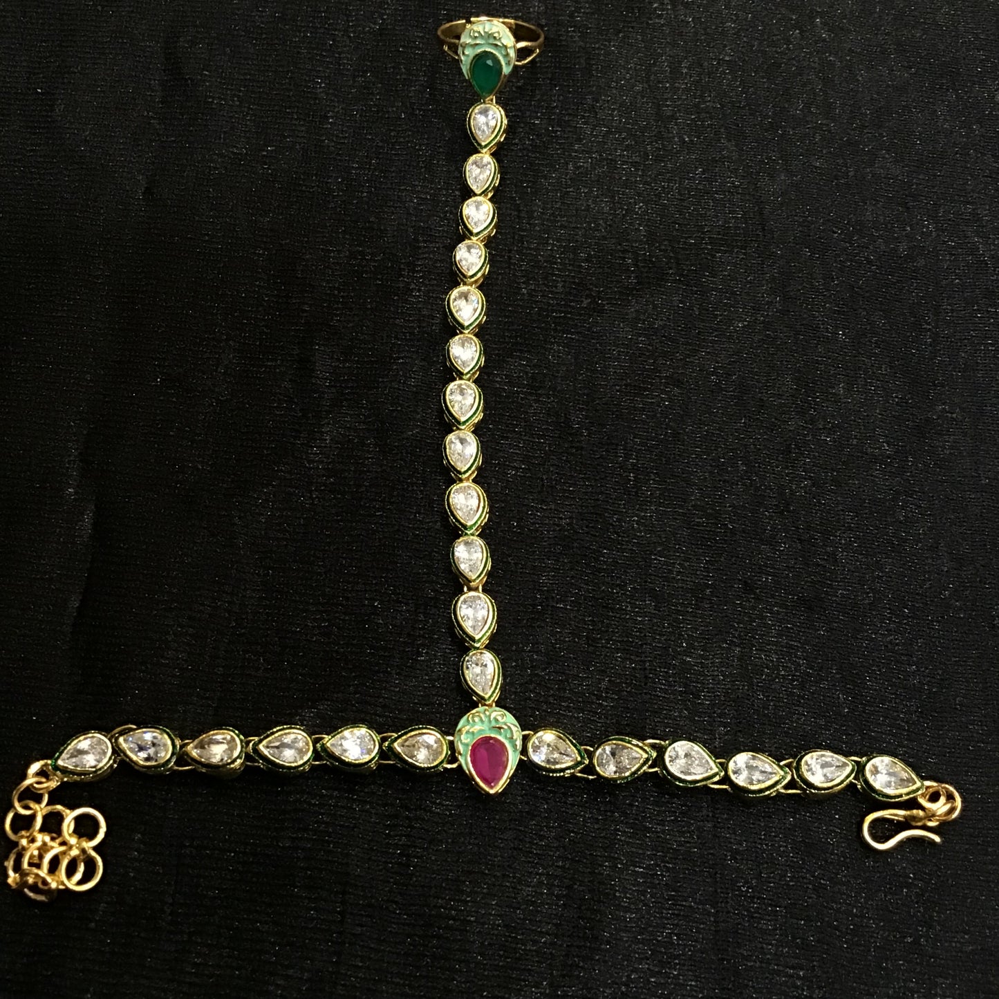 Polki Hathphool with Mint Green Meenakari 1041-2