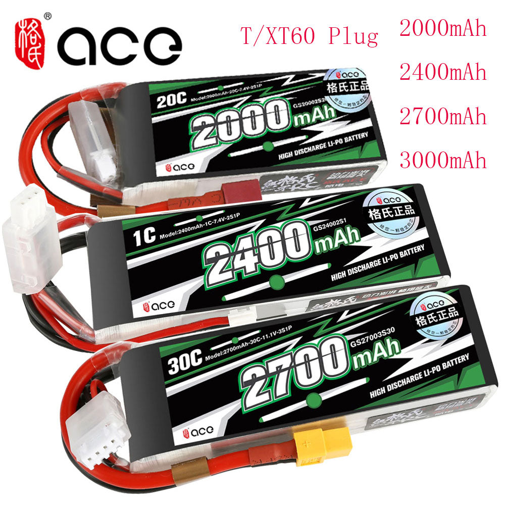 Gens ACE 2000mAh/2400mAh/2700mAh/3000mA 2S 3S 7.4 11.1V 1C 20C 30C Avionics With T/XT60 Plug Model Airplane Lithium Battery