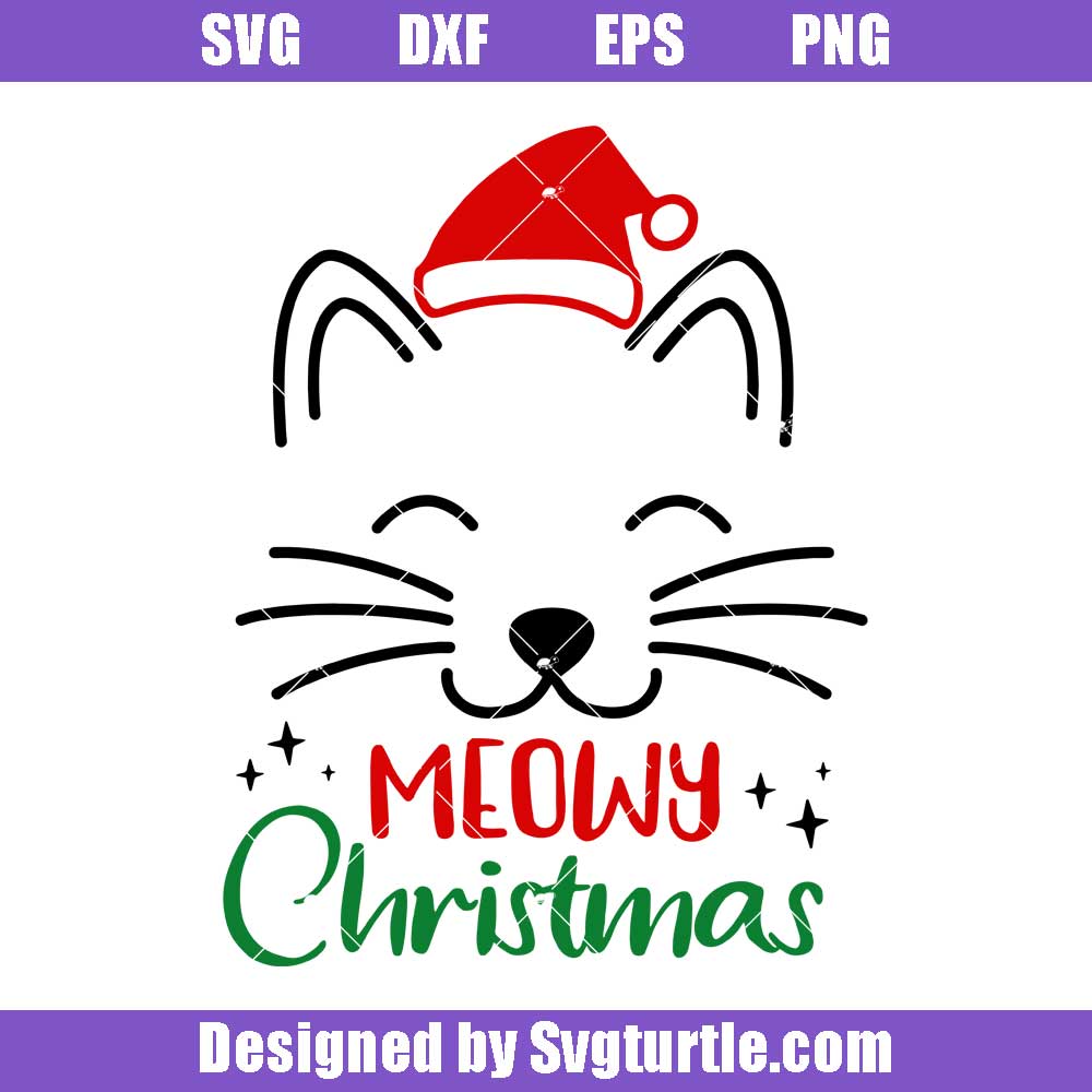 Funny Cat Christmas Svg, Meowy Christmas Svg, Santa Cat Svg, Meowy Svg