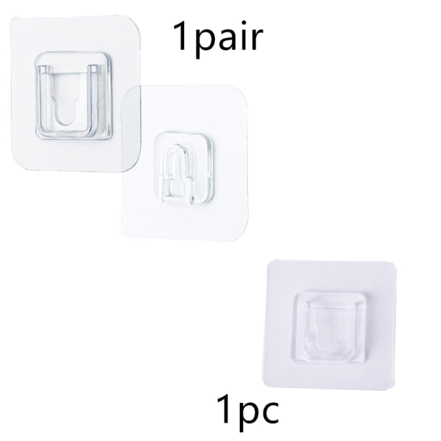 1 Pair Double Sided Wall Adhesive Hook Paste Plug Socket Holder