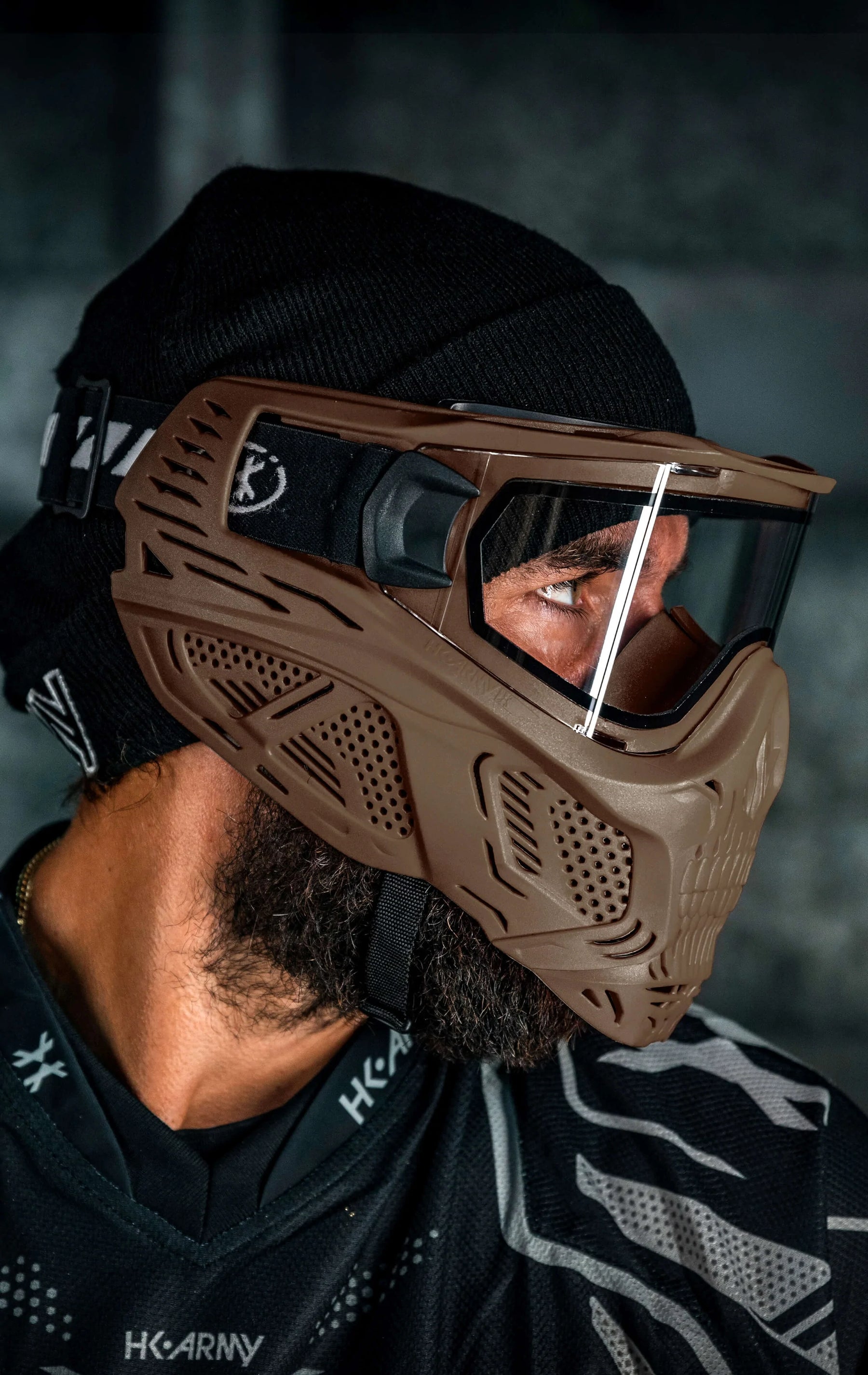 HSTL SKULL GOGGLE - TAN W/ CLEAR LENS | Paintball Goggle | Mask | HK Army